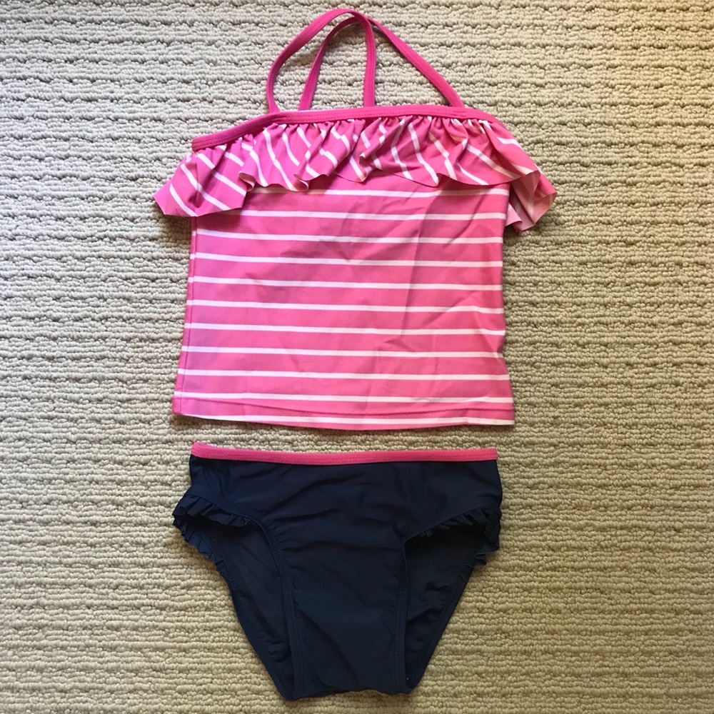 Cute! Girls Two Piece Ruffle Top Swimsuit
